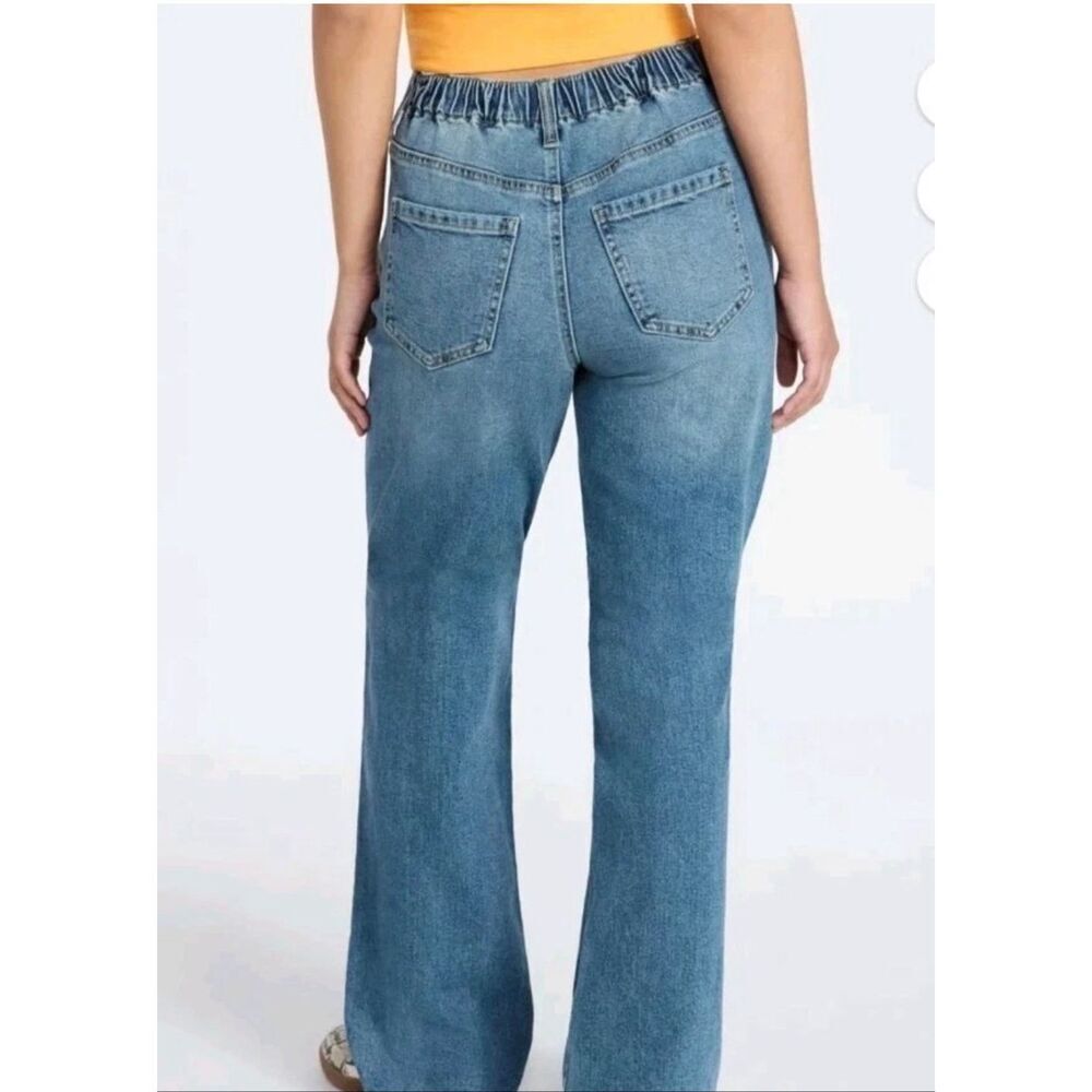No Boundaries Womens Jeans Medium Wash Size XS High Rise Baggy Wide Leg
